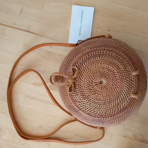Faithfull the Brand Ola Round Crossbody Wicker Bag NWT